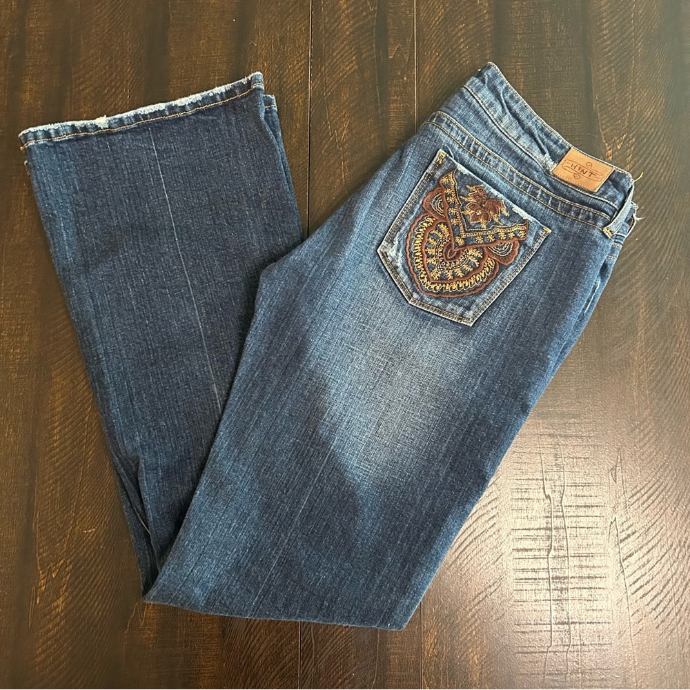 Hint Jeans Low Rise Embroidered Western Bootcut